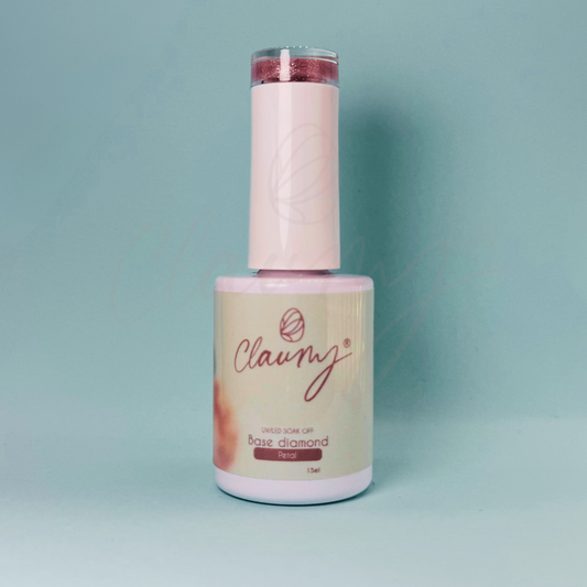 Base Diamond Petal 15 ml · Rosa antiguo con shimmer plata