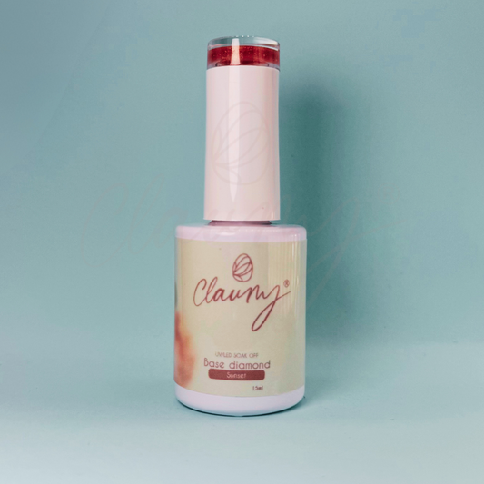 Base Diamond Sunset 15 ml · Micro-chispas coral sunset autonivelantes