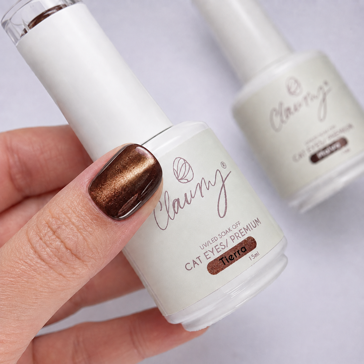 Premium Cat Eyes Tierra — Esmalte Magnético Brown Pearl Claumy® 15ml - Academia Claumy Velazquez