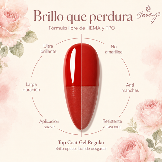Top Crystal Claumy®, top coat profesional ultrabrillante para manicura.