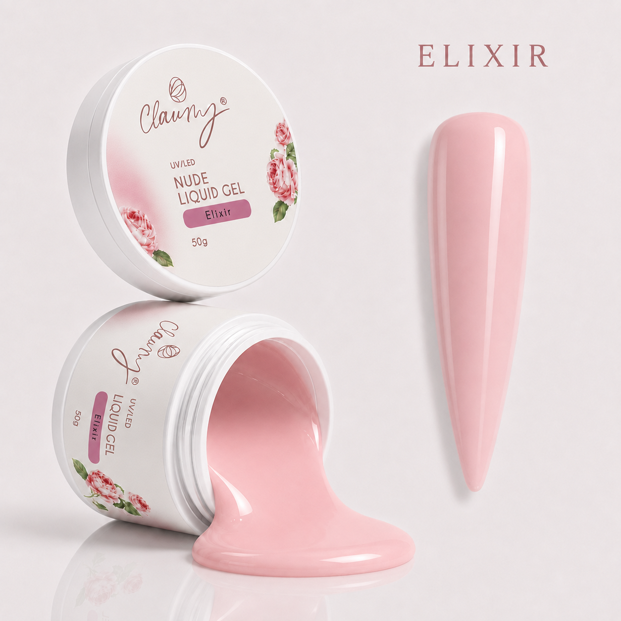 Nude Liquid Gel Elixir — Gel Líquido Construcción Profesional Claumy® 50g