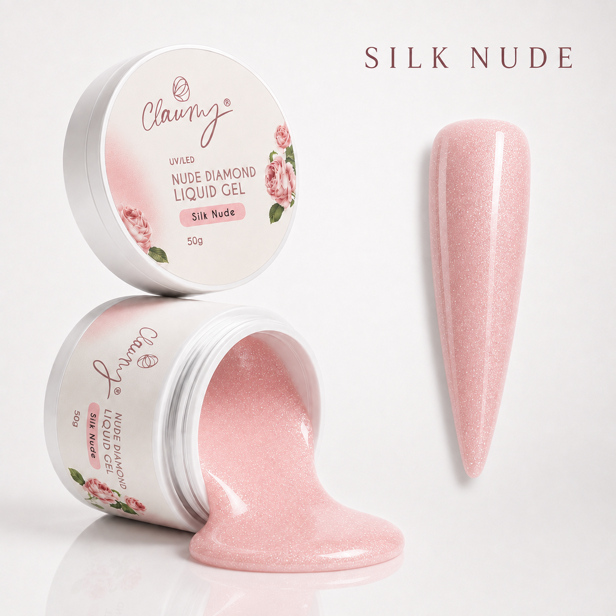 Nude Diamond Liquid Gel Silk Nude — Gel Líquido Diamante Claumy® 50g - Academia Claumy Velazquez