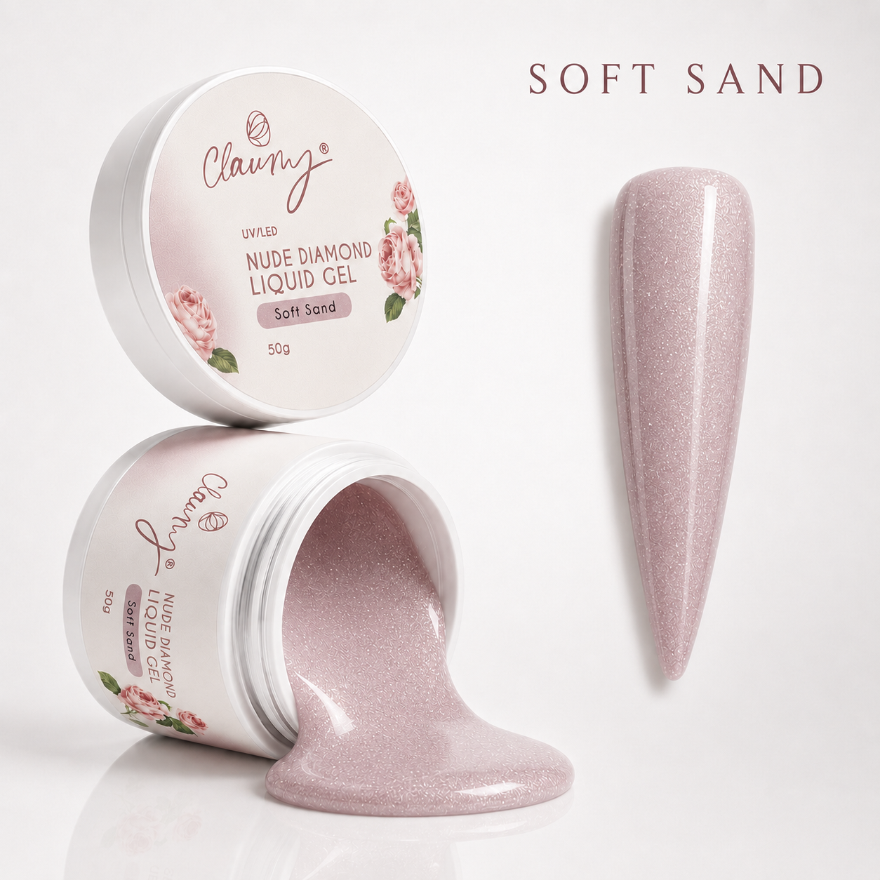 Nude Diamond Liquid Gel Soft Sand — Gel Líquido Diamante Claumy® 50g - Academia Claumy Velazquez
