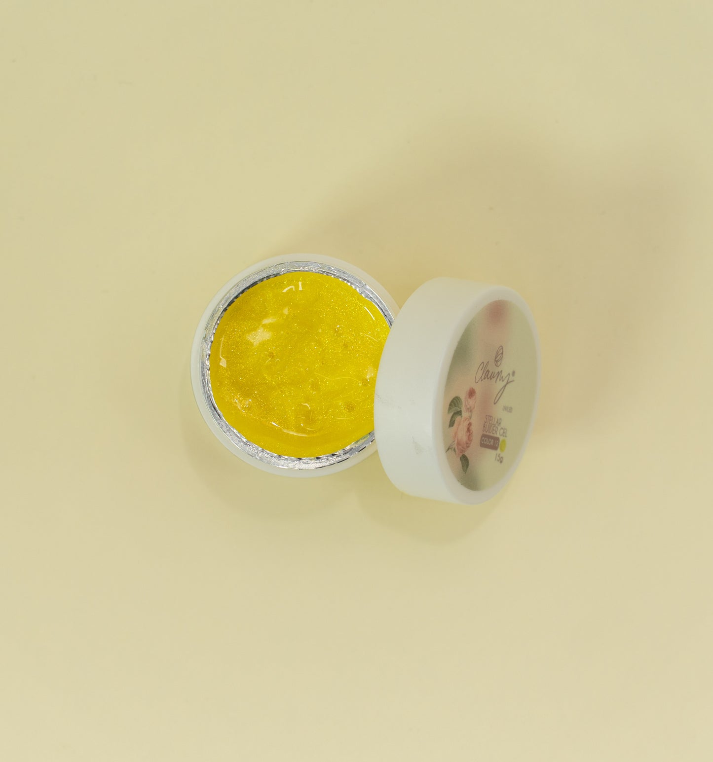 ☀️ Gel Builder Stellar Claumy Nº 12 – Amarillo Radiante con Micro Purpurina