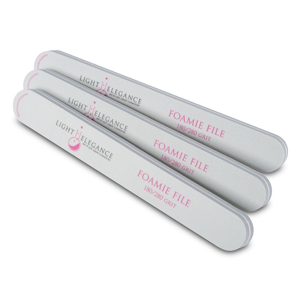 Light Gray Foamie File - Pulidora 180/280 para finalizar acabados de gel 20 uds