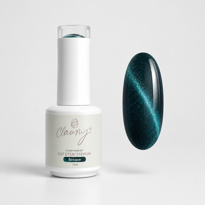 Premium Cat Eyes Bosque — Esmalte Magnético Emerald Green Claumy® 15ml - Academia Claumy Velazquez