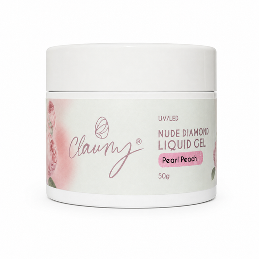 Nude Diamond Liquid Gel Pearl Peach — Gel Líquido Diamante Claumy® 50g - Academia Claumy Velazquez