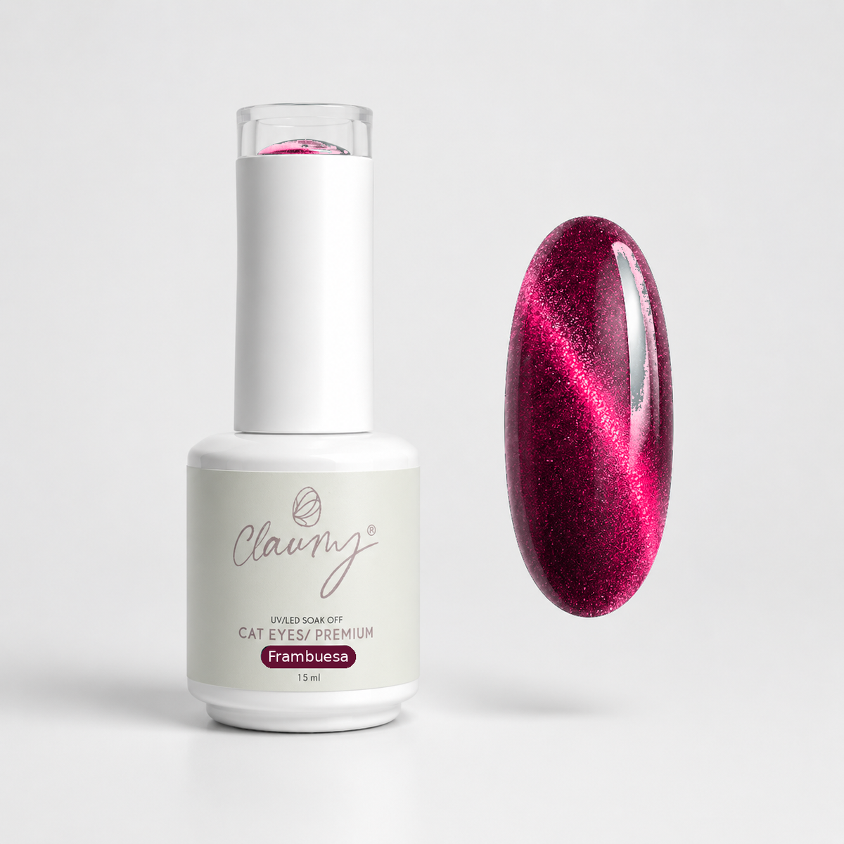 Premium Cat Eyes Frambuesa — Esmalte Magnético Pigeon Blood Claumy® 15ml