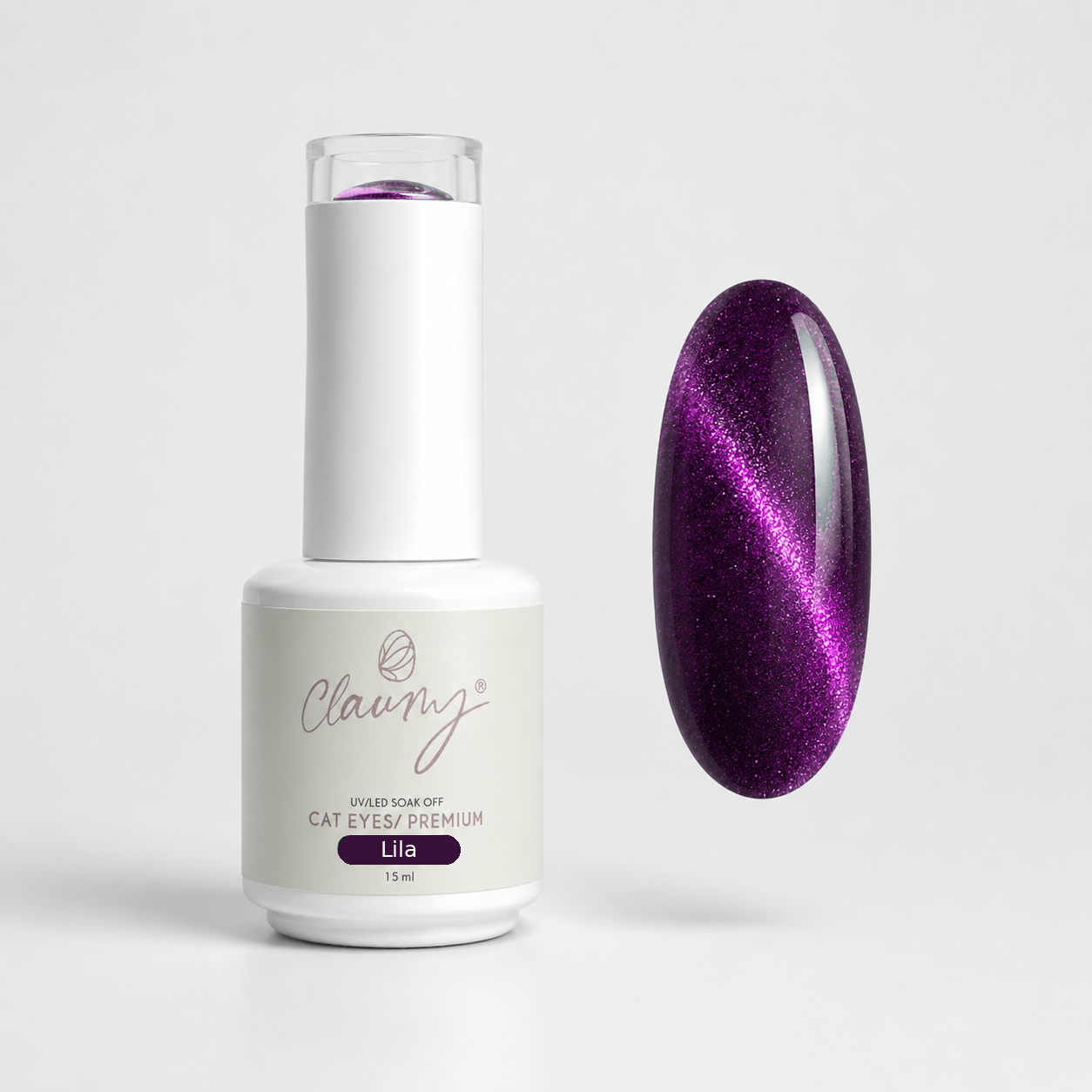 Premium Cat Eyes Lila — Esmalte Magnético Midnight Purple Claumy® 15ml - Academia Claumy Velazquez