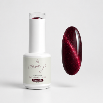 Premium Cat Eyes Escarlata — Esmalte Magnético Pigeon Blood Claumy® 15ml - Academia Claumy Velazquez