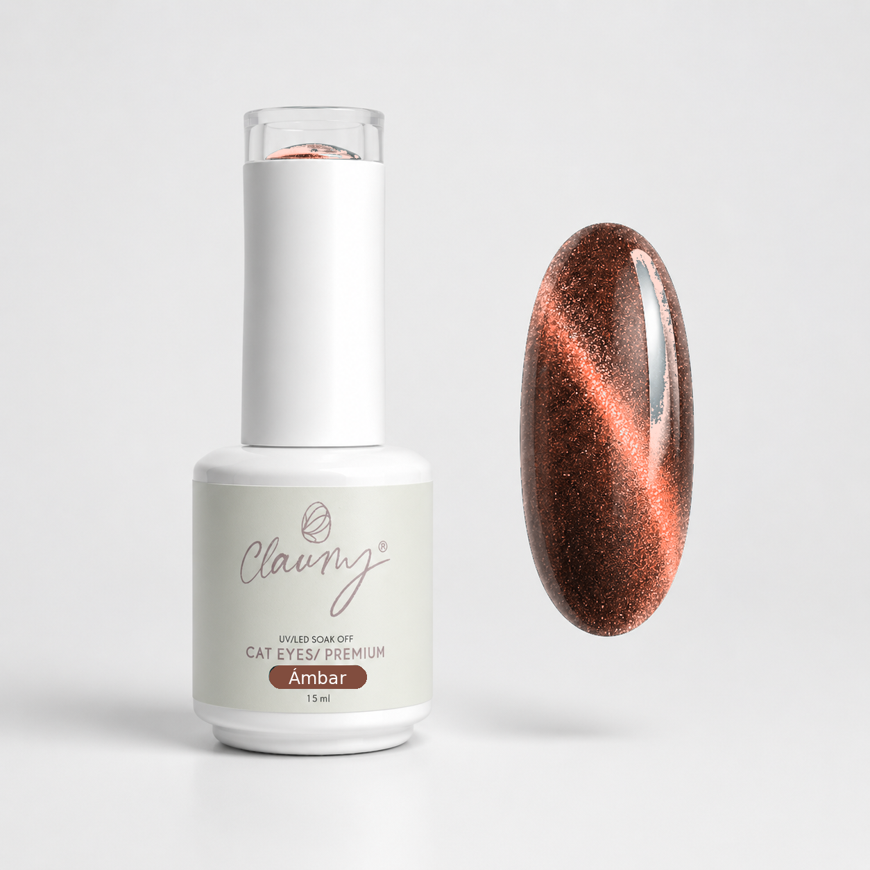 Premium Cat Eyes Ambar — Esmalte Magnético Brown Pearl Claumy® 15ml