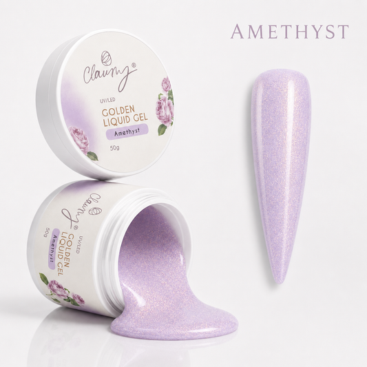 Golden Liquid Gel Amethyst — Gel Líquido Purpurina Dorada Claumy® 50g - Academia Claumy Velazquez