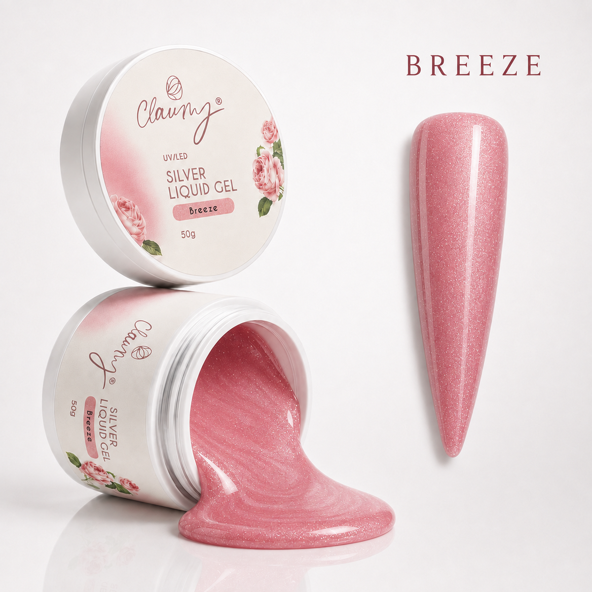 Silver Liquid Gel Breeze — Gel Líquido Purpurina Plateada Claumy® 50g