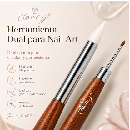 Pincel Doble Cabeza Carving Silicona Claumy® | Double Head Sculpting Brush - Academia Claumy Velazquez