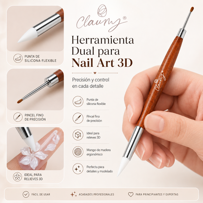 Pincel Doble Cabeza Carving Silicona Claumy® | Double Head Sculpting Brush - Academia Claumy Velazquez