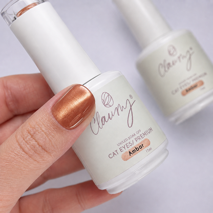 Premium Cat Eyes Ambar — Esmalte Magnético Brown Pearl Claumy® 15ml - Academia Claumy Velazquez