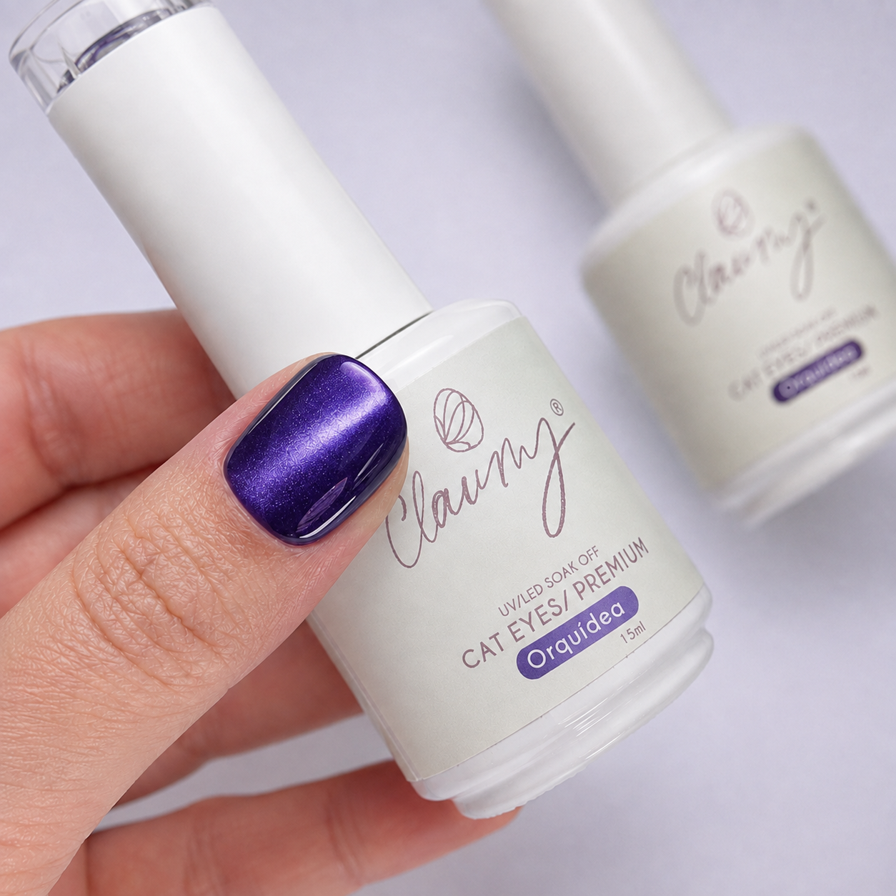 Premium Cat Eyes Orquídea — Esmalte Magnético Midnight Purple Claumy® 15ml