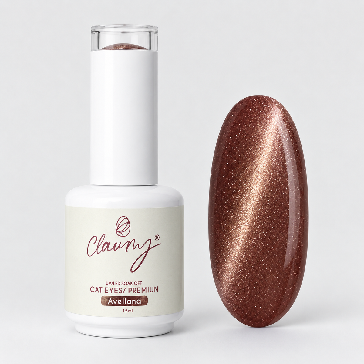 Premium Cat Eyes Avellana — Esmalte Magnético Brown Pearl Claumy® 15ml