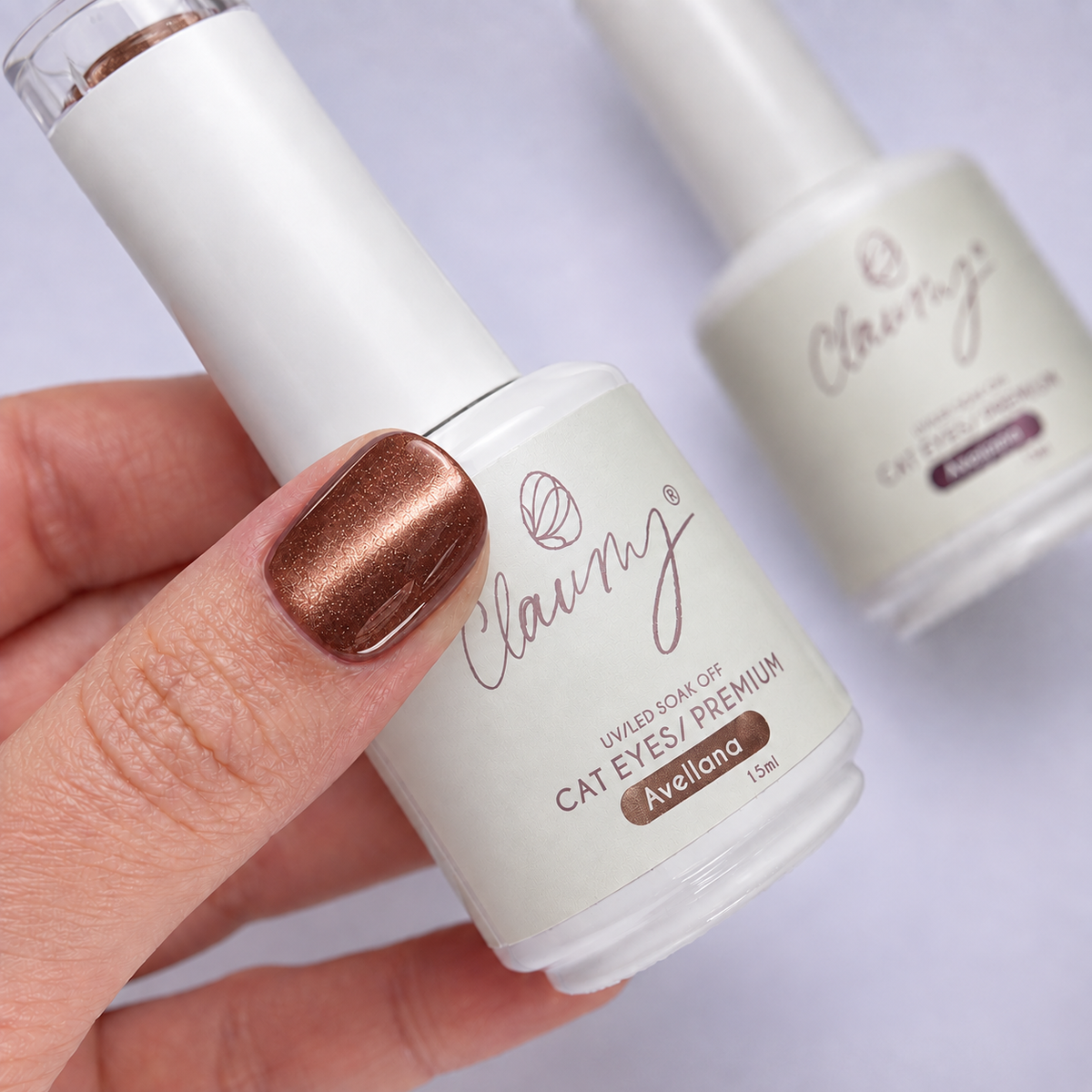 Premium Cat Eyes Avellana — Esmalte Magnético Brown Pearl Claumy® 15ml