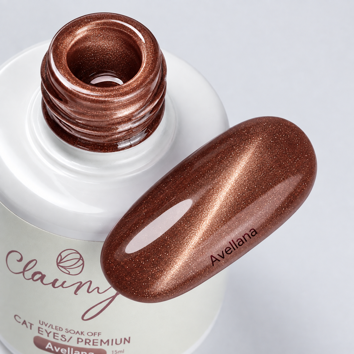 Premium Cat Eyes Avellana — Esmalte Magnético Brown Pearl Claumy® 15ml