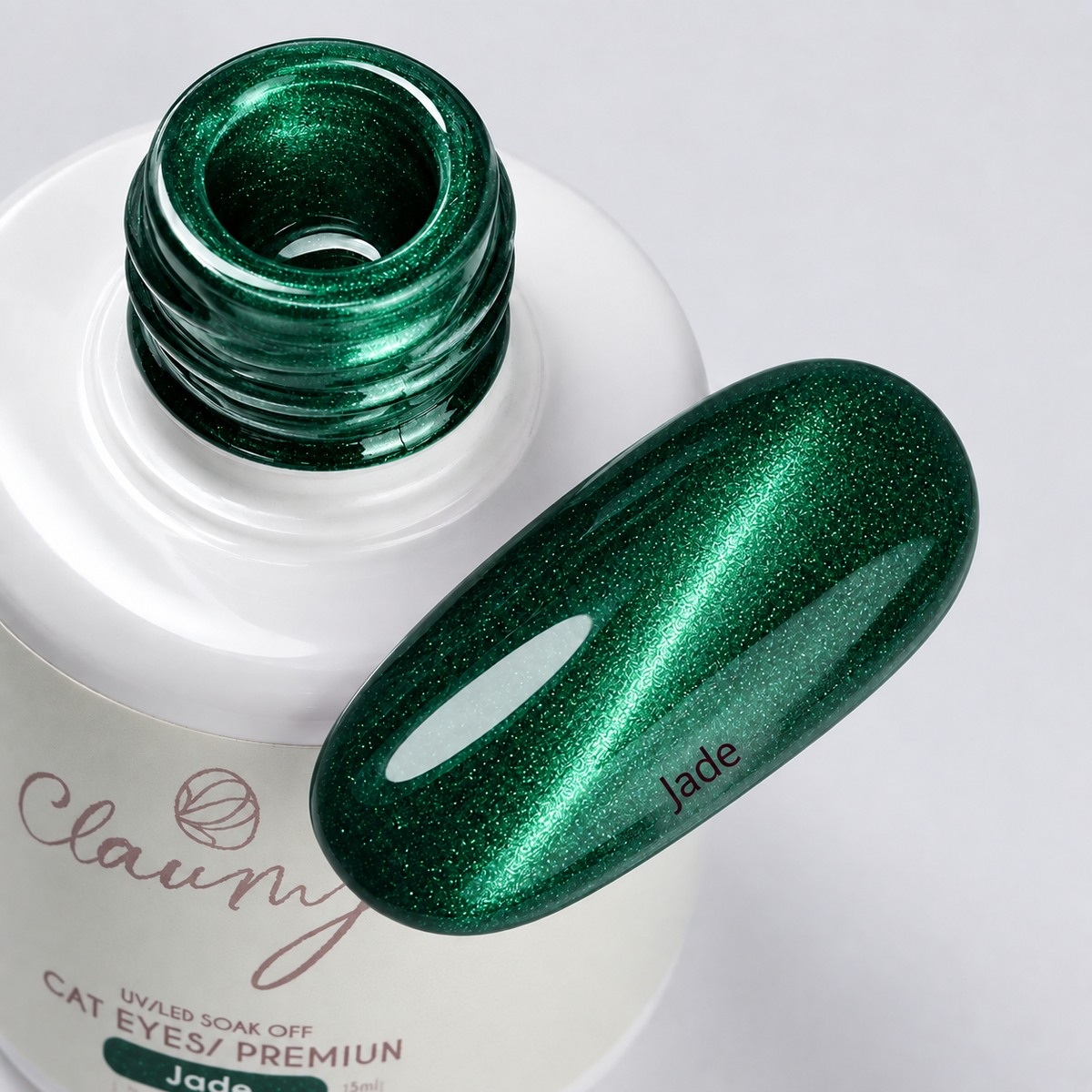 Premium Cat Eyes Jade — Esmalte Magnético Emerald Green Claumy® 15ml