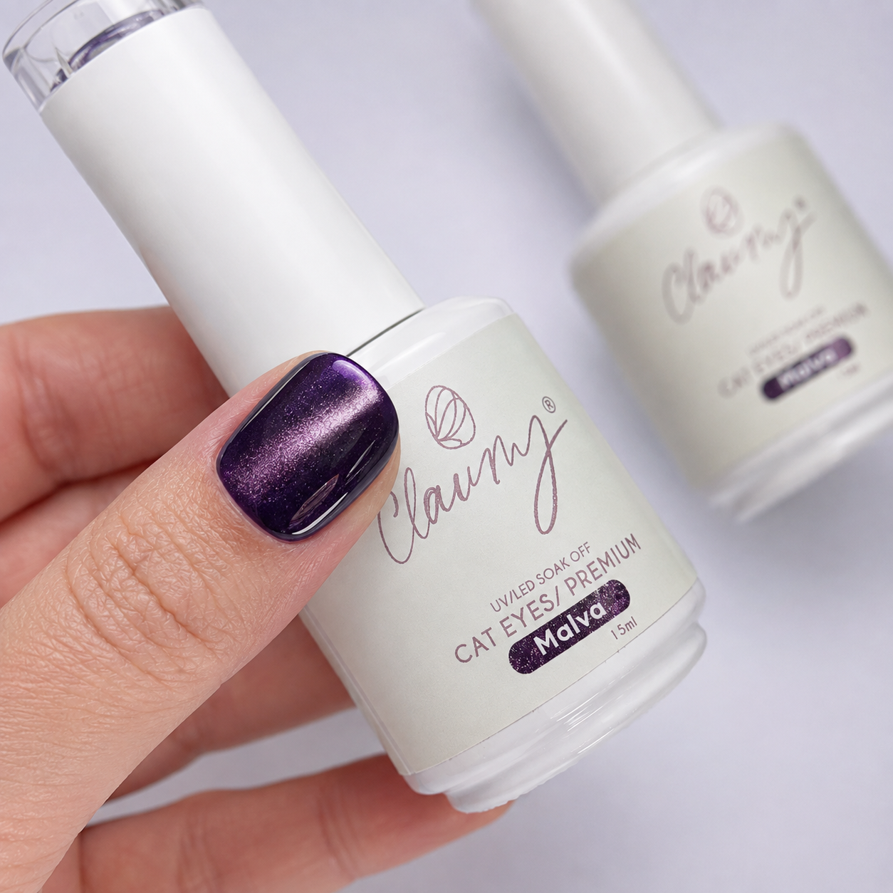 Premium Cat Eyes Malva — Esmalte Magnético Midnight Purple Claumy® 15ml - Academia Claumy Velazquez