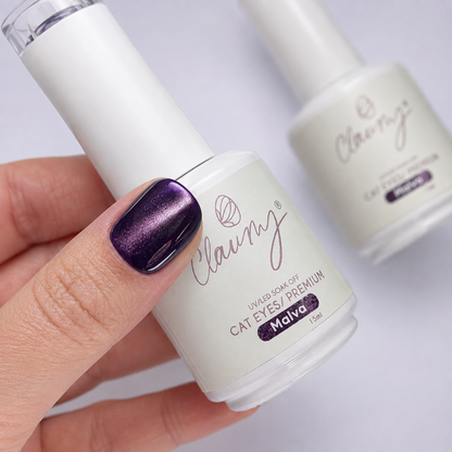Premium Cat Eyes Malva — Esmalte Magnético Midnight Purple Claumy® 15ml - Academia Claumy Velazquez