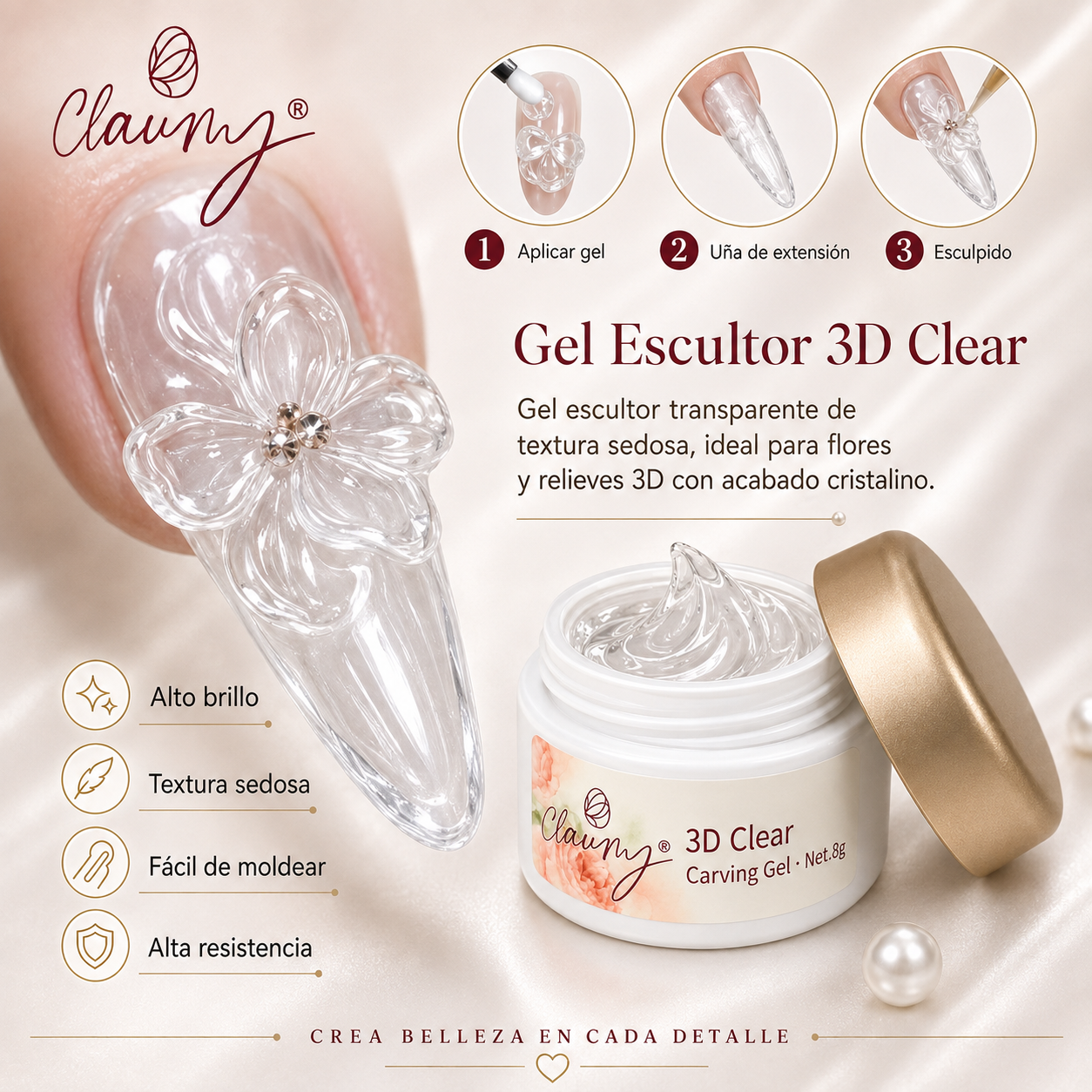 3D Carving Gel Claumy® — Clear Style | Gel de Escultura Transparente Profesional - Academia Claumy Velazquez