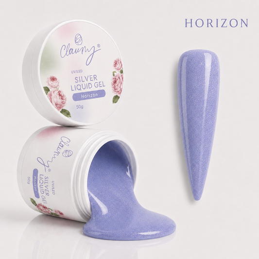 Silver Liquid Gel Horizon — Gel Líquido Purpurina Plateada Claumy® 50g