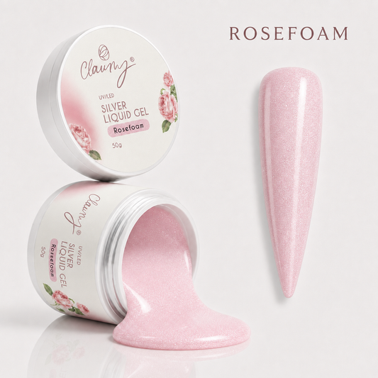 Silver Liquid Gel Rosefoam — Gel Líquido Purpurina Plateada Claumy® 50g - Academia Claumy Velazquez