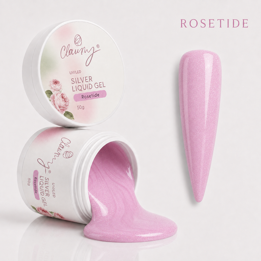 Silver Liquid Gel Rosetide — Gel Líquido Purpurina Plateada Claumy® 50g