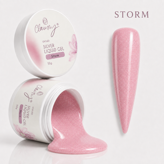 Silver Liquid Gel Storm — Gel Líquido Purpurina Plateada Claumy® 50g - Academia Claumy Velazquez