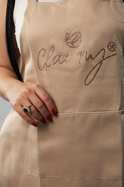 Delantal profesional beige ajustable para manicuristas Claumy®