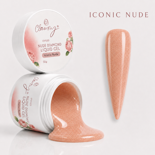 Nude Diamond Liquid Gel Iconic Nude — Gel Líquido Diamante Claumy® 50g - Academia Claumy Velazquez