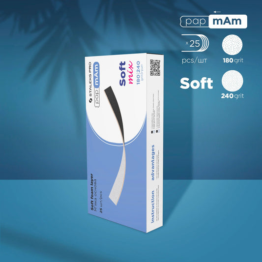 Limas Desechables Doble Cara PapmAm MIX EXPERT con Espuma Blanda – 25 uds | Limas Profesionales para Manicura y Pedicura