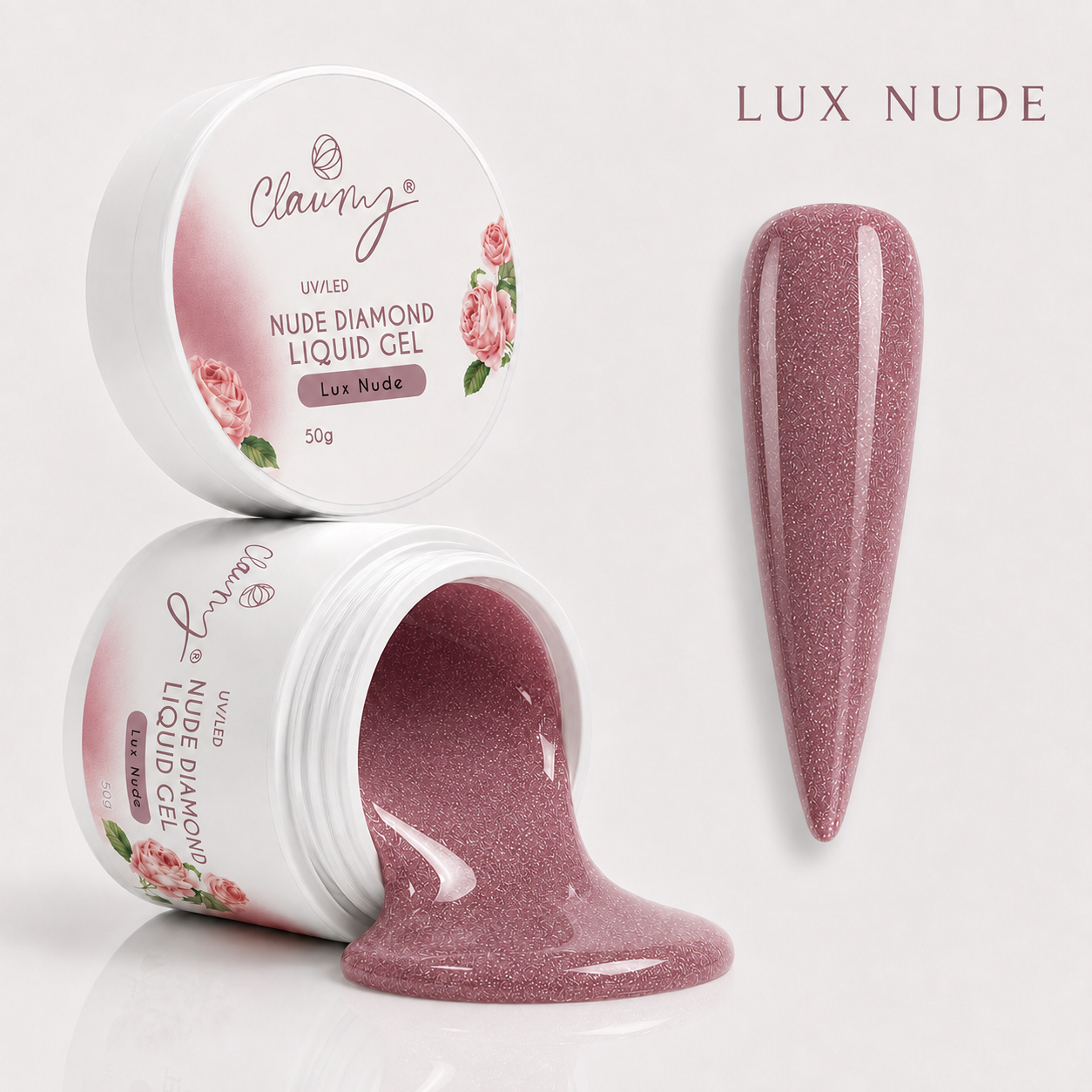 Nude Diamond Liquid Gel Lux Nude — Gel Líquido Diamante Claumy® 50g - Academia Claumy Velazquez