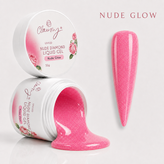 Nude Diamond Liquid Gel Nude Glow — Gel Líquido Diamante Claumy® 50g - Academia Claumy Velazquez