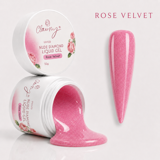 Nude Diamond Liquid Gel Rose Velvet — Gel Líquido Diamante Claumy® 50g - Academia Claumy Velazquez