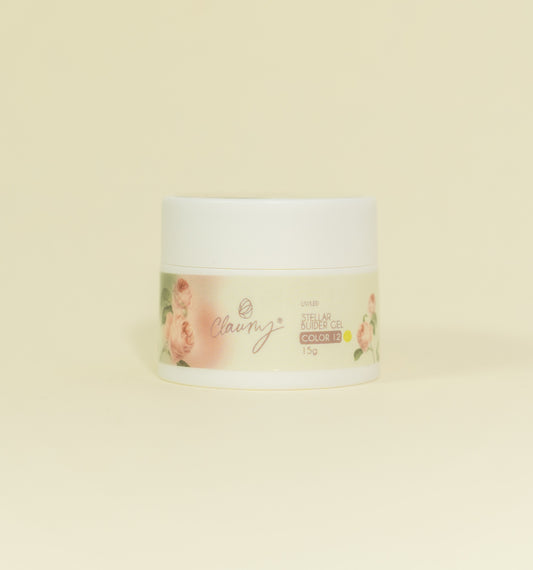 ☀️ Gel Builder Stellar Claumy Nº 12 – Amarillo Radiante con Micro Purpurina